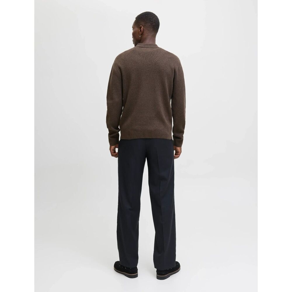 Jack & Jones JPRBLAMILANO Stitch Knit Zip Polo Jumper NWT L Brown